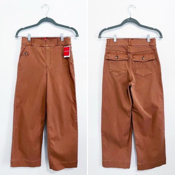 NWT SPANX Stretch Twill Cropped Wide Leg Pants Bronze Glow Women’s Size Small S - Picture 2 of 9